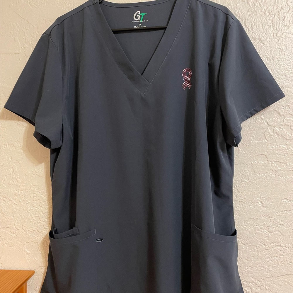 BREAST CANCER AWARENESS SCRUB TOP